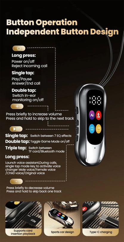 S30 Collar-Clip Bluetooth Headset Wireless Headphones With Mic HD Calling BT Earphones Variable Sound Earbuds Support SD Card