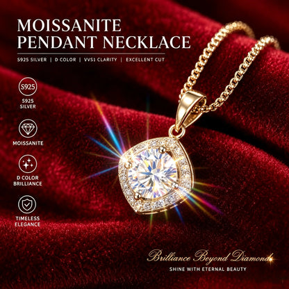 18K Gold Plated 1.0ct VVS1 D Color With Certificate Moissanite Necklace S925 Sterling Sliver Fine Jewelry for Woman Jewelry Gift