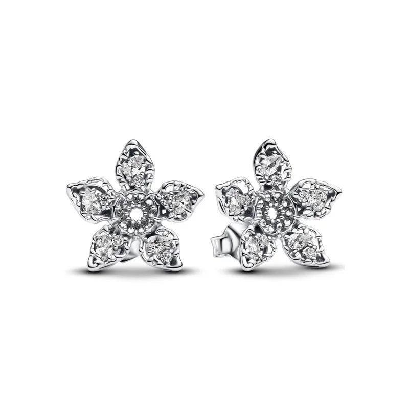 Original 925 Sterling Silver Luxury Bow Flower Shaped Clover Rose Pendant Earrings Elegant Mature Women Delicate Jewelry Gift