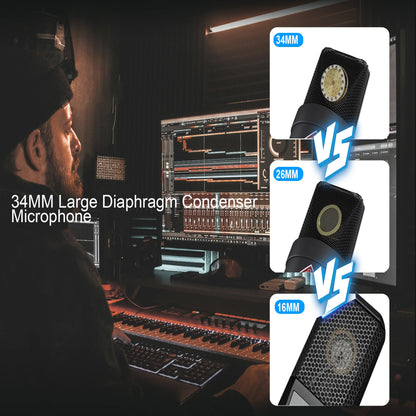 AMX 103 XLR Condenser Microphone 48V Phantom Power Mic for Audio Interface Mixer Studio Recording Podcast Streaming Voice Over