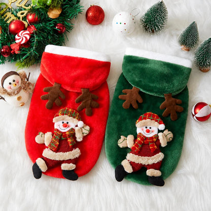 Christmas Dog Clothes Autumn and Winter Flannel Cats Dogs Hoodies Pet Clothes for Small Medium Dogs Christmas Dog Cat Costume
