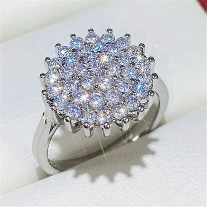 925 Sterling Silver Female Ring New Flower Luxury Inlay AAA CZ High Quality Fashion Wedding Bands Ring Jewelry for Women