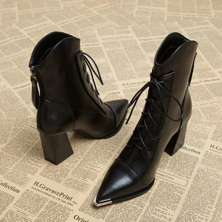 8cm High Heels Women's Ankle Boots Pointed Fashion Shoes Dress Designer Women's Boots 2025 Winter Sexy Chelsea Botas De Mujer