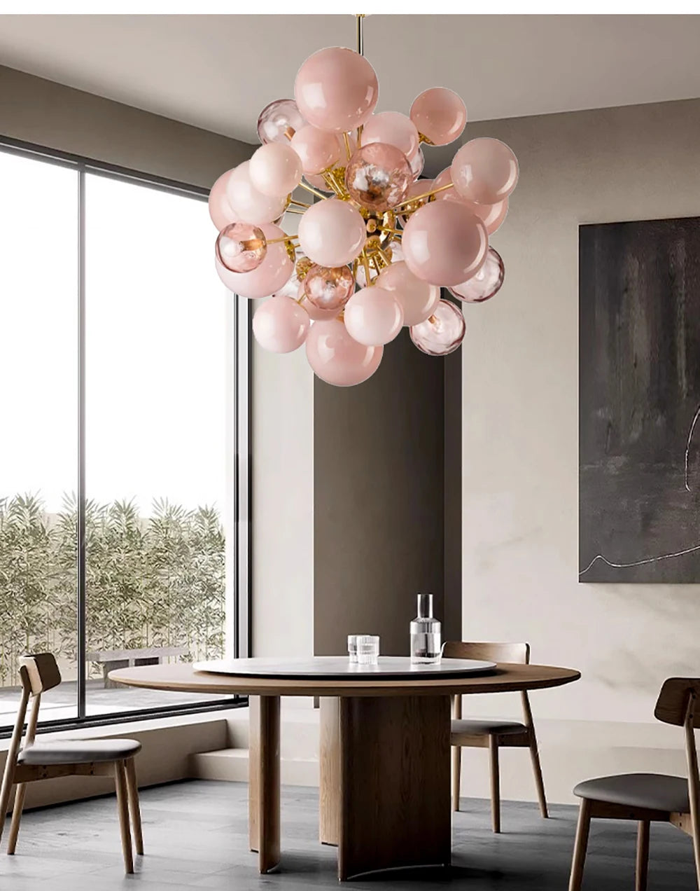 Dreamy Pink Glass Bubble Pendant Lights LED Home Decor Ceiling Lamp Indoor Hanging Lighting Fixture for Living Room
