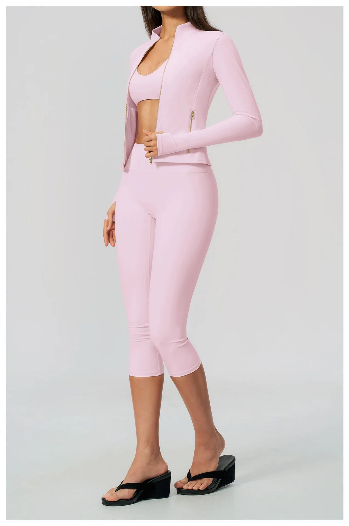 Yoga Set 3PCS Women's Tracksuit Workout Outfit Zipper Fitness Long Sleeved Sports Set Gym Clothes Female Sports Bra Yoga Outfits