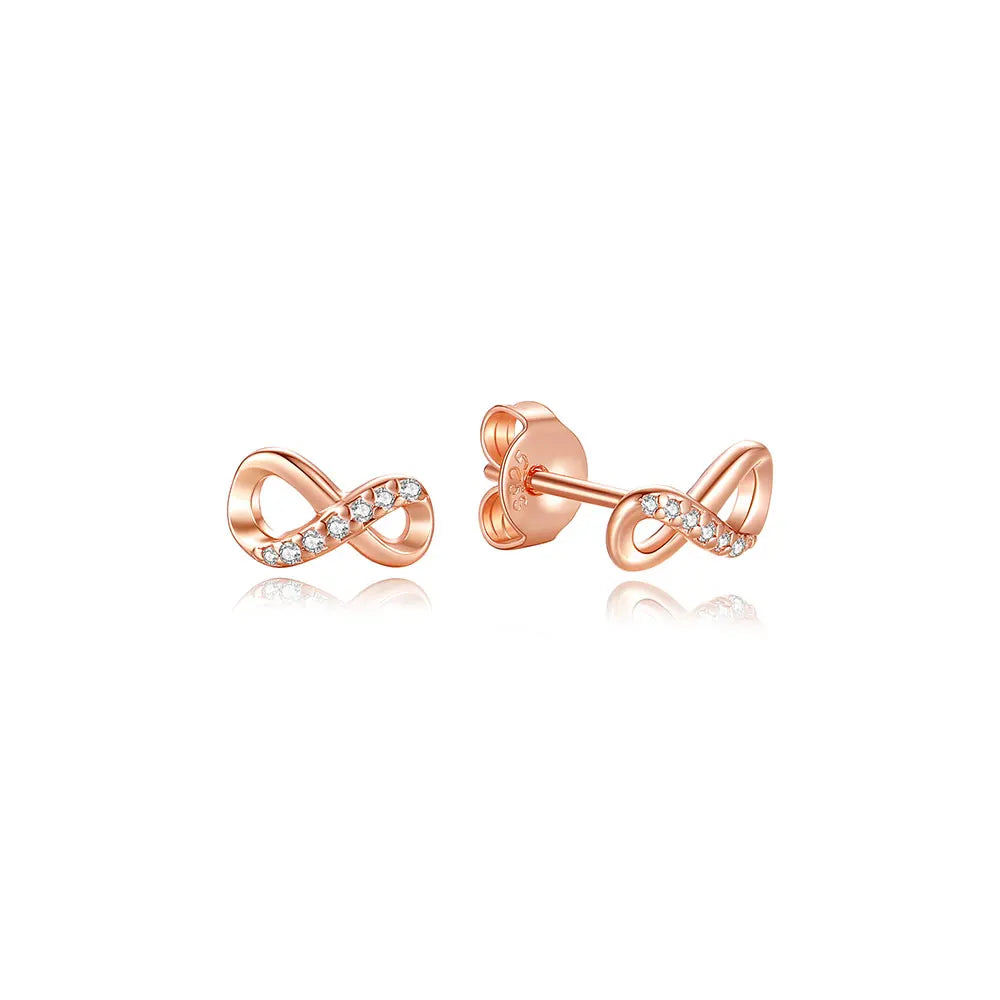 Original 925 Sterling Silver Earrings Infinity Love Heart Piercing Crystals Stud Earings For Women Birthday Gift Luxury Jewelry