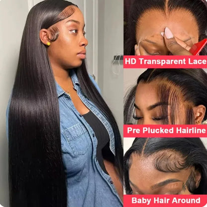 360 Full Hd Lace Front Wear And Go Glueless Straight Wig PreCut Lace Wig Pre plucked Brazilian Straight Human Hair Wig For Women