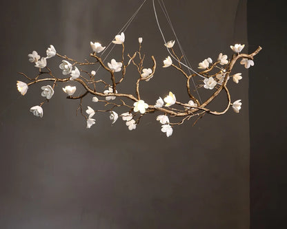 New Italian Light Luxury Ceramic All Copper Branch Living Room Ceiling Light Hotel Restaurant Sales Department Staircase Light