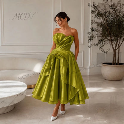 Midi Simple Wedding Dress 2026 Organza A Line Bridal Gown Corset Back Short Reception Dress Civil свадебное платье Customized