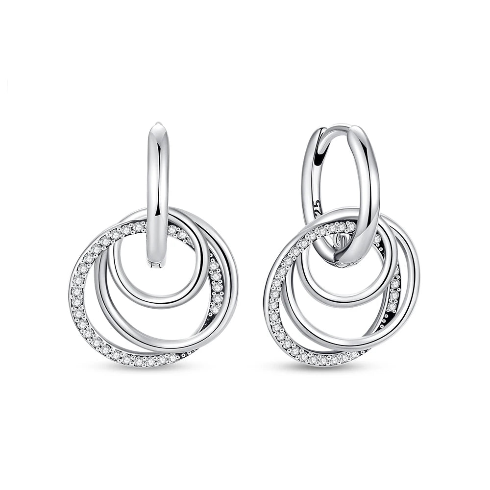 Original 925 Sterling Silver Luxury Bow Flower Shaped Clover Rose Pendant Earrings Elegant Mature Women Delicate Jewelry Gift