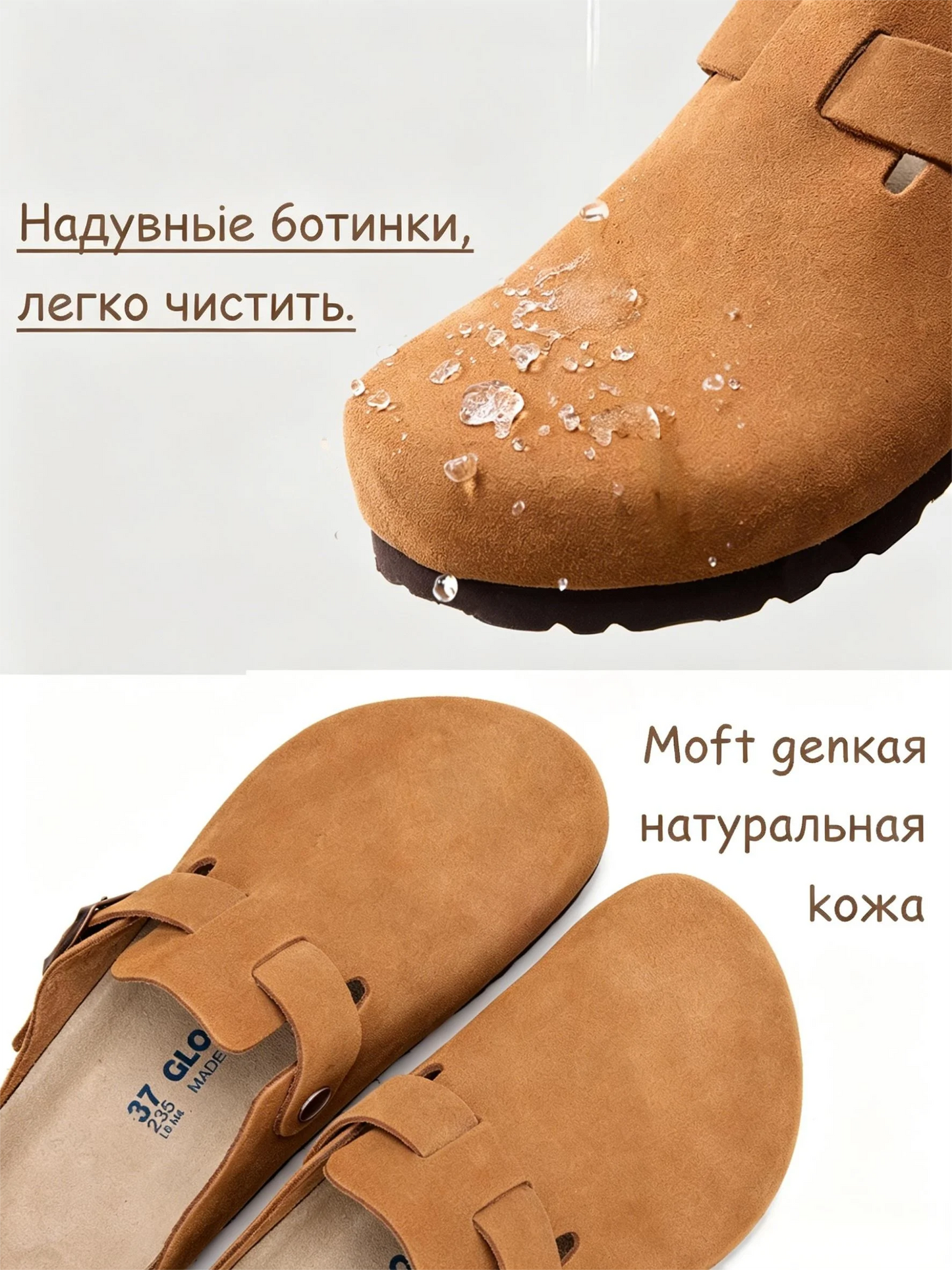Women's Sandals, Cowhide Leather, Memory Foam Insole, Arch Support, Wide Fit, Non-Slip Sole, Water-Resistant