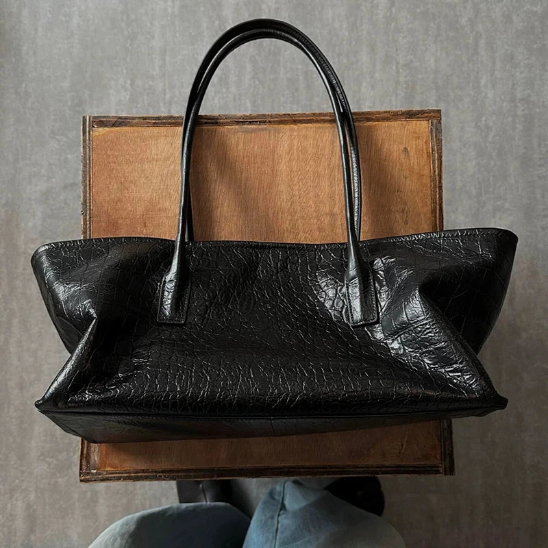 Luxury Vintage Crocodile-embossed Tote,women's Large-capacity Shoulder Handheld Bag,stylish Minimalist Casual Commuter Tote Bags
