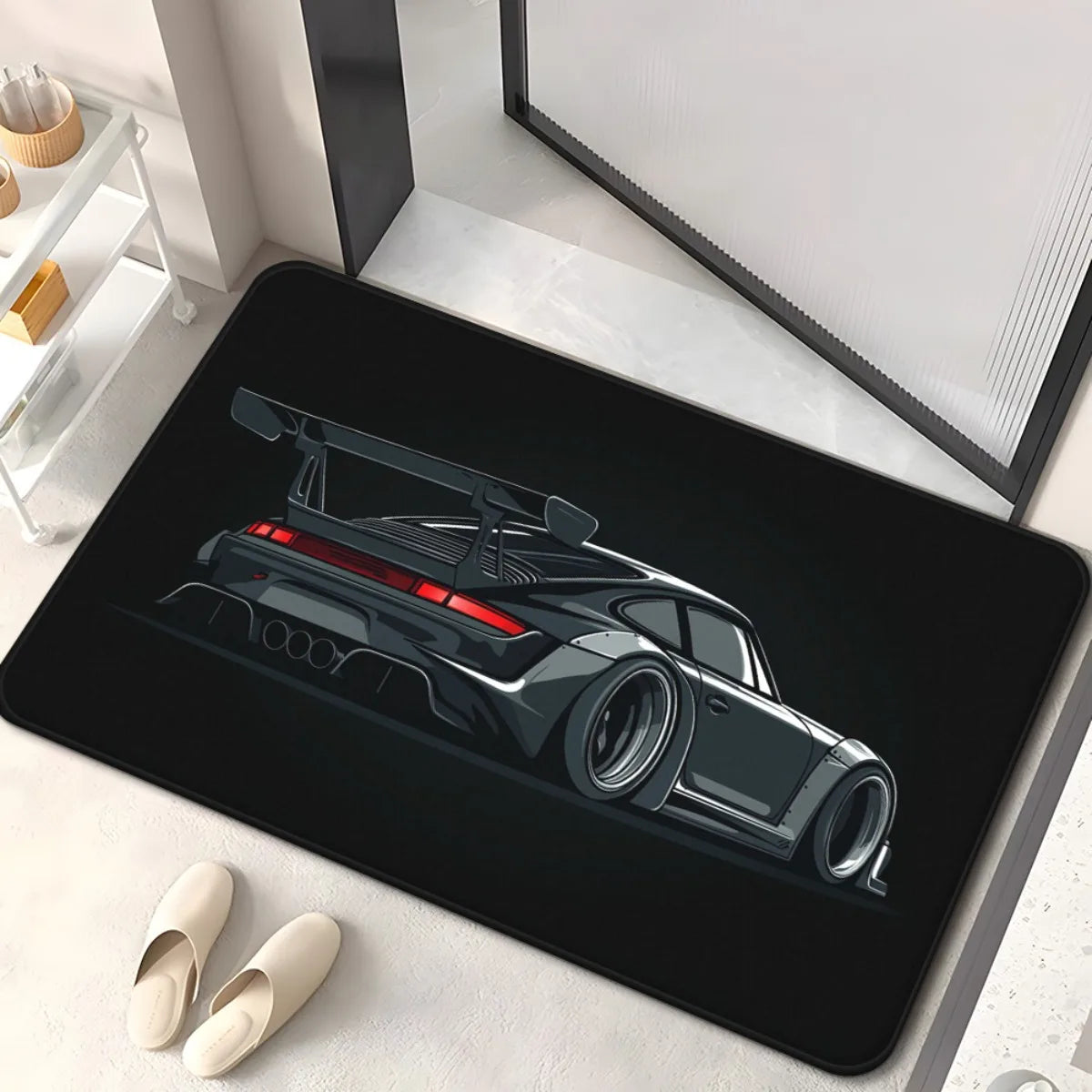 Sports Car Doormat Floor Mat for Entrance Hallway Garage Automotive Decor Gift for Car Lovers Racing Supercar JDM Style Home Rug