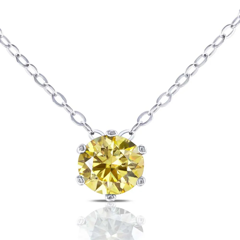 JoyceJelly 1CT VVS D Moissanite Necklace For Women Six Prong Simulated Diamond Pendant 925 Sterling Silver Wedding Fine Jewelry