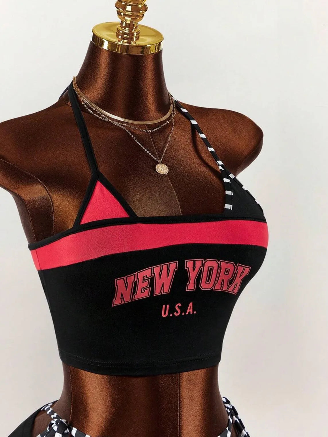 2026 new summer American retro sports Y2K hanging neck shorts two-piece set punk street trend fashion ins personality spicy girl