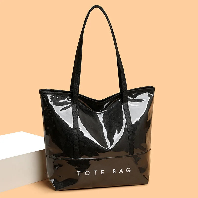 Fashion Large Capacity Tyvek Tote Bag, Waterproof Letter Print Shoulder Bags for Women Daily Shopping, Commuter Versatile Bag