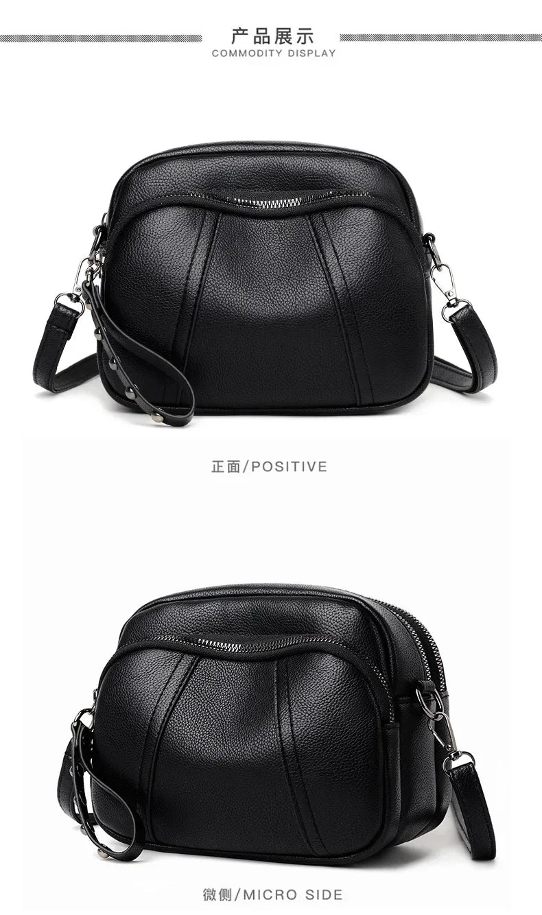 Fashion Soft Leather Crossbody Bags for Women 2026 Casual Female Multi Pocket Messenger Bags Retro Handbags Ladies Shoulder Bags