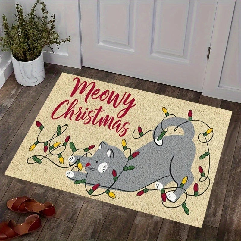 Pet Lover Corgi Doormat, "WELCOME" Cartoon Corgi Print Non-Slip Front Door Mat  Kitchen Mat Door Mat Home Rugs  고양이 러그