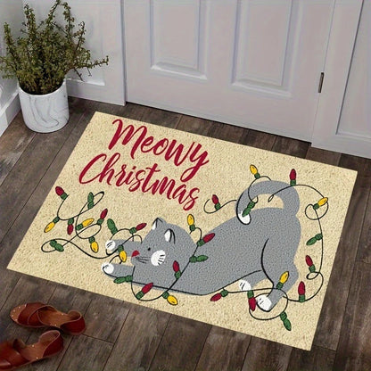 Pet Lover Corgi Doormat, "WELCOME" Cartoon Corgi Print Non-Slip Front Door Mat  Kitchen Mat Door Mat Home Rugs  고양이 러그