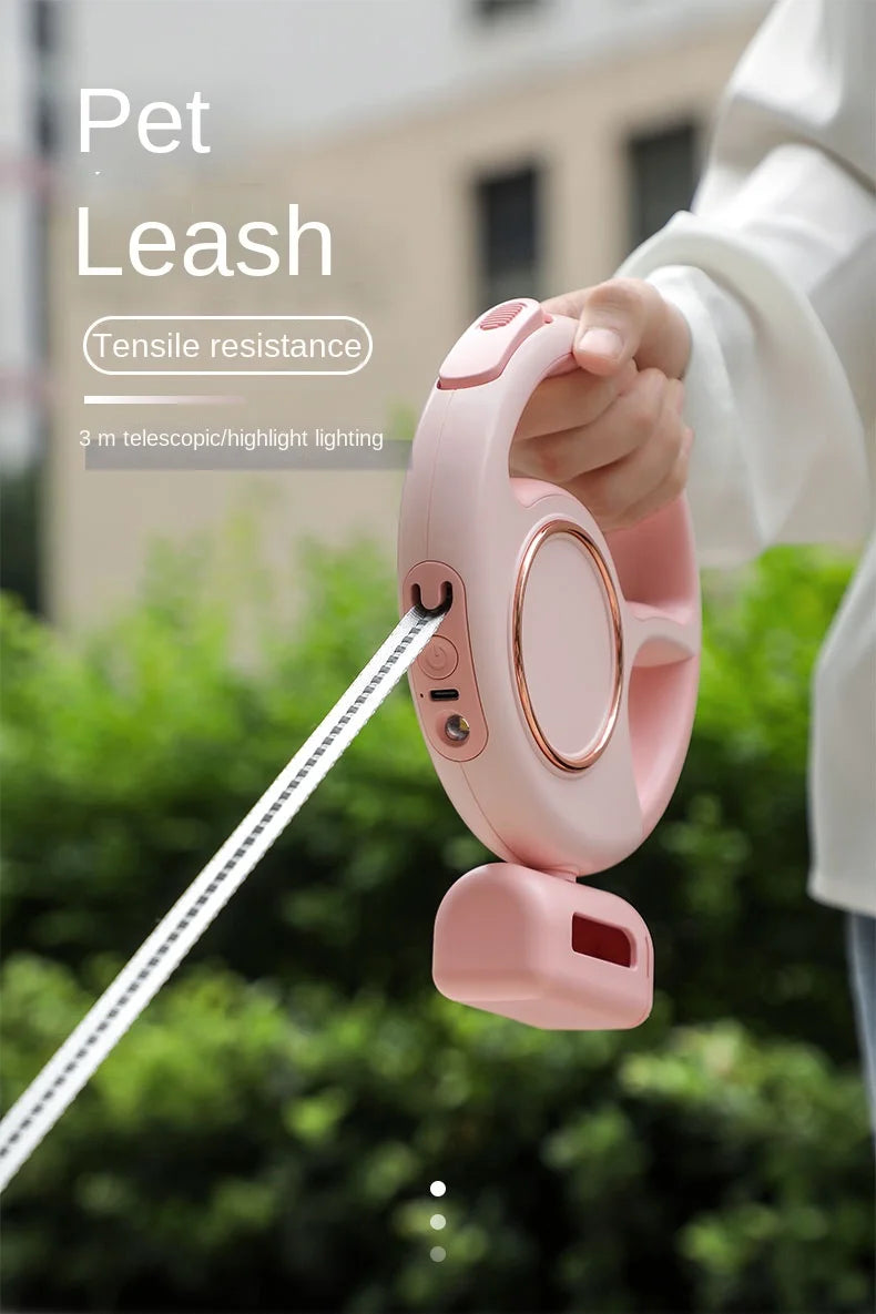 Pet Traction Device Multi Functional Dog Traction Rope Automatic Telescopic LED Lighting Dog Chain Walking Tool New DropShipping