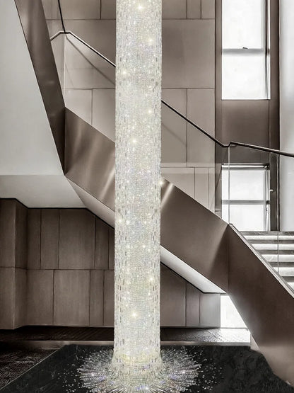 Crystal Spiral Stairs Chandelier Luxury Villa Staircase Chandelier Duplex Loft Hanging Lamp Customized Long Led Pendant Light