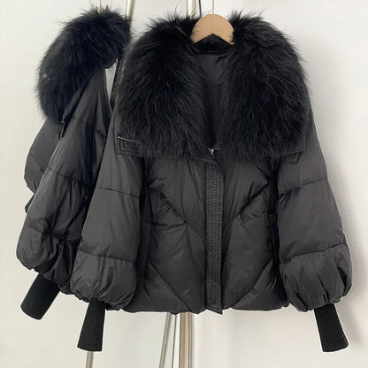 Women's down Jacket Waterproof Lightweight Puffer Jacket with Fur New Coats and Jackets Luxury Padding Reversible Coat with Zip