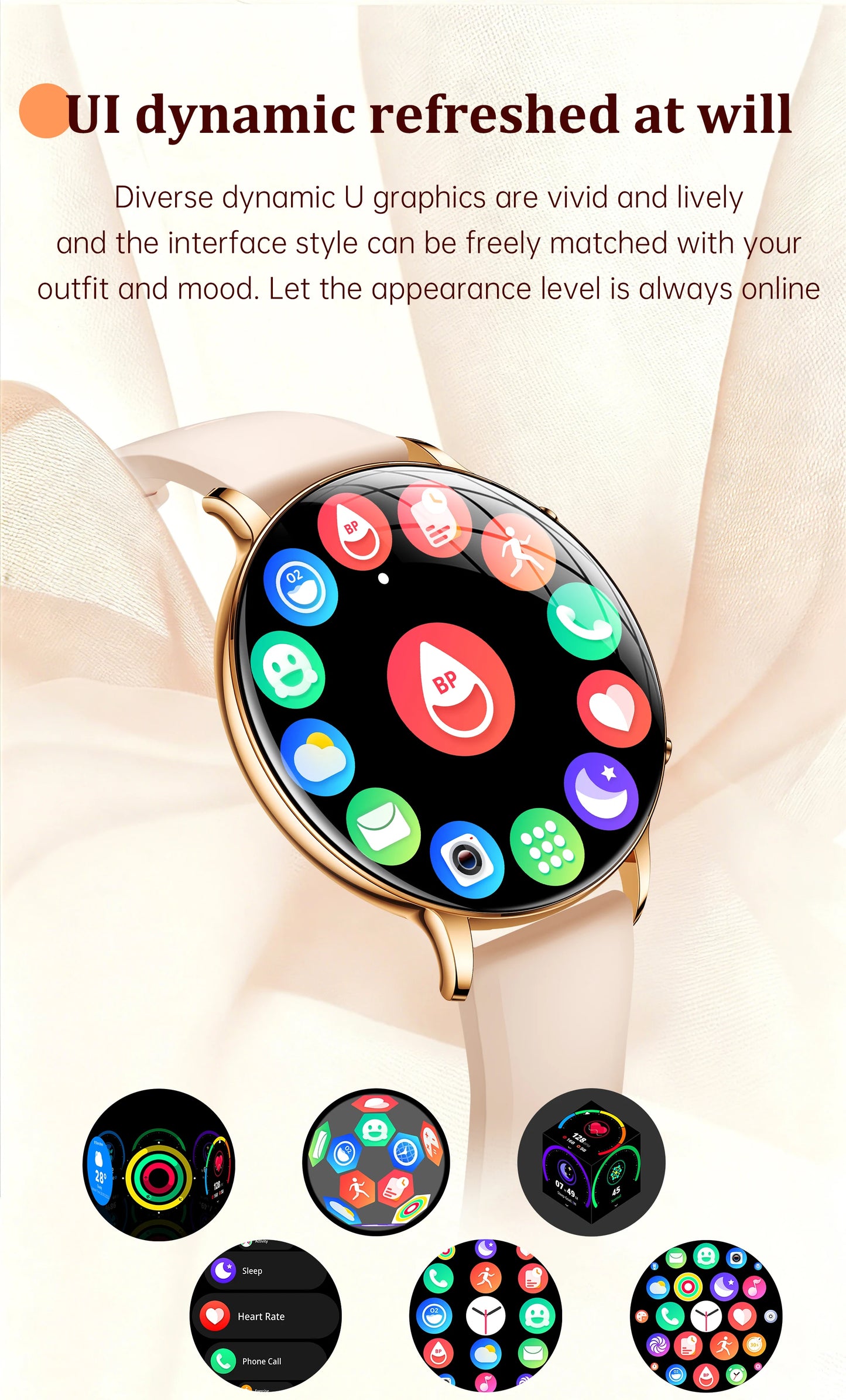 2026 durable women's new smartwatch with 1.32-inch AMOLED screen, language assistant, sports and health functions, women's watch