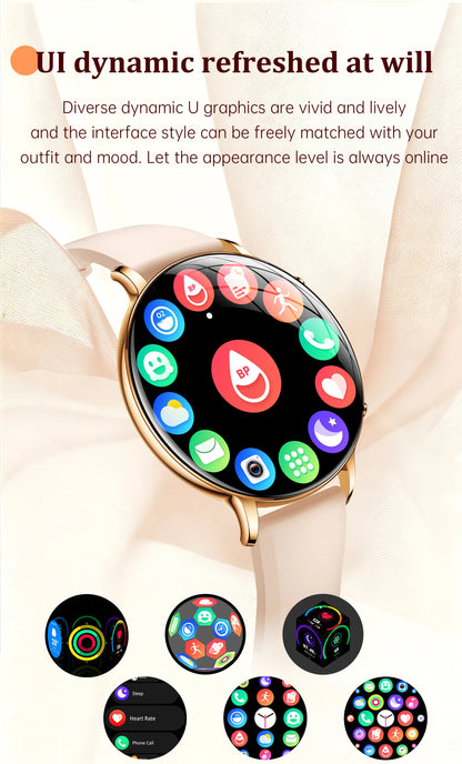 2026 durable women's new smartwatch with 1.32-inch AMOLED screen, language assistant, sports and health functions, women's watch