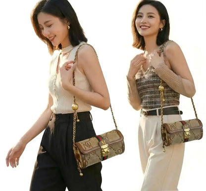 Luxury Brand Women's Evening Messenger Handbag Cylinder Shoulder Bag High-End Designer Stylish Fashion Accessory for Girls