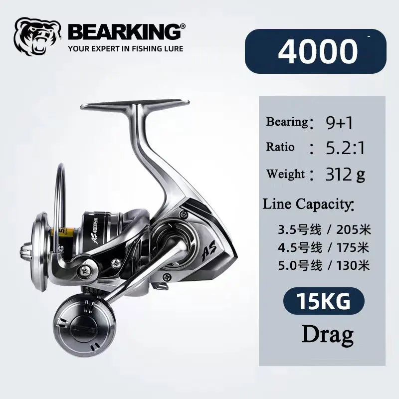 Spinning Fishing Reel 2000/3000/4000/5000/6000 High Drags Saltwater Stainless Metal Coils Series Left/Right Hand Spinning Wheel