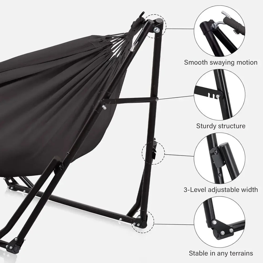 Portable Outdoor Hammock Swing Chair with Heavy Duty Stand, 480 lbs Capacity, Multifunctional, Gray