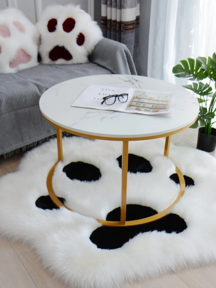 Lovely Cat Paw Pattern Soft Plush Carpet Home  Rugs and Carpets for Home Living Room