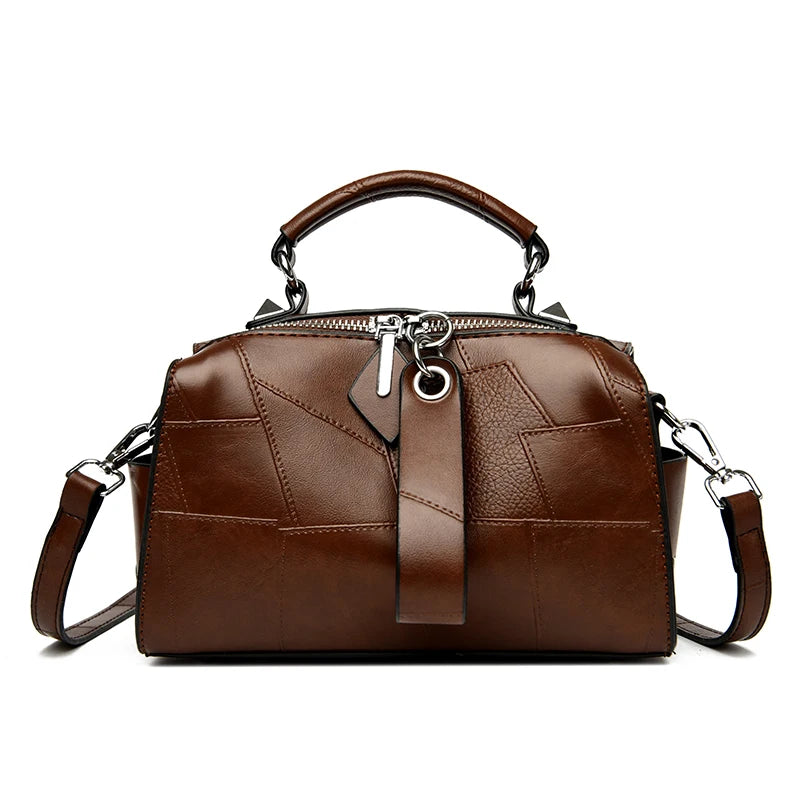 New Fashion Crossbody Bags Women's Genuine Leather Bag Simple Tote Bag Vintage Boston Handbag Luxury Design Female Shoulder Bags
