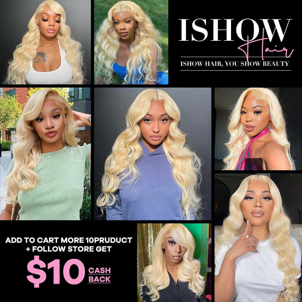 Ishow 613 Full Lace Human Hair Wig Body Wave Blonde Lace Front Wig Brazilian Human Hair 30 inch 13x4 Lace Frontal Wig For Woman