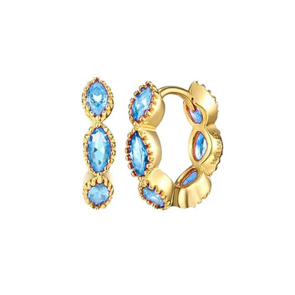 925 Sterling Silver Needle Light Blue Zircon Stud Earrings for Women Fashion Blue Enamel Pendant Earrings Luxury Jewelry Gifts