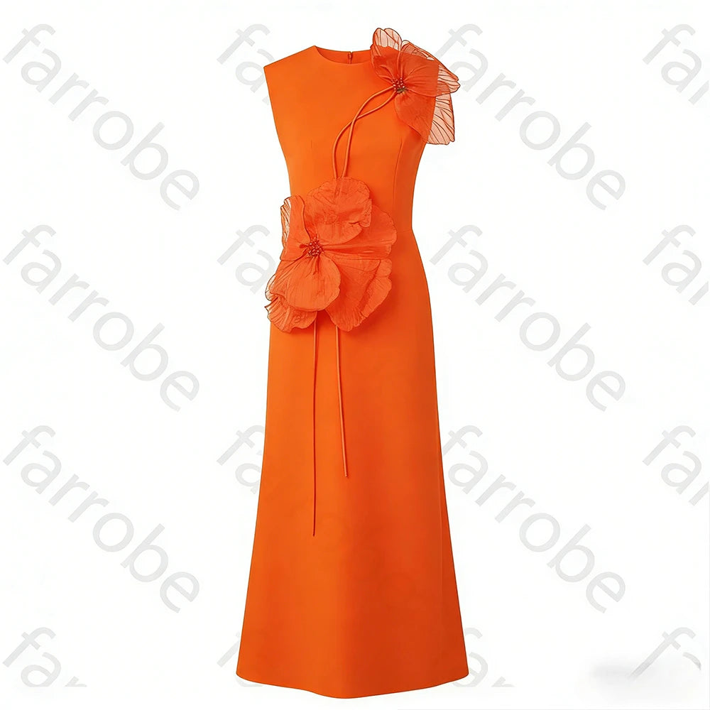 Customized Black Exquisite Evening Dress Flower Beading Ruched A-line Sleeveless Bespoke Occasion Gown Midi Dresses Party Gowns