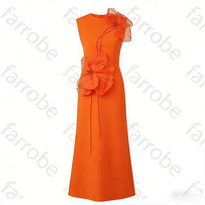 Customized Black Exquisite Evening Dress Flower Beading Ruched A-line Sleeveless Bespoke Occasion Gown Midi Dresses Party Gowns
