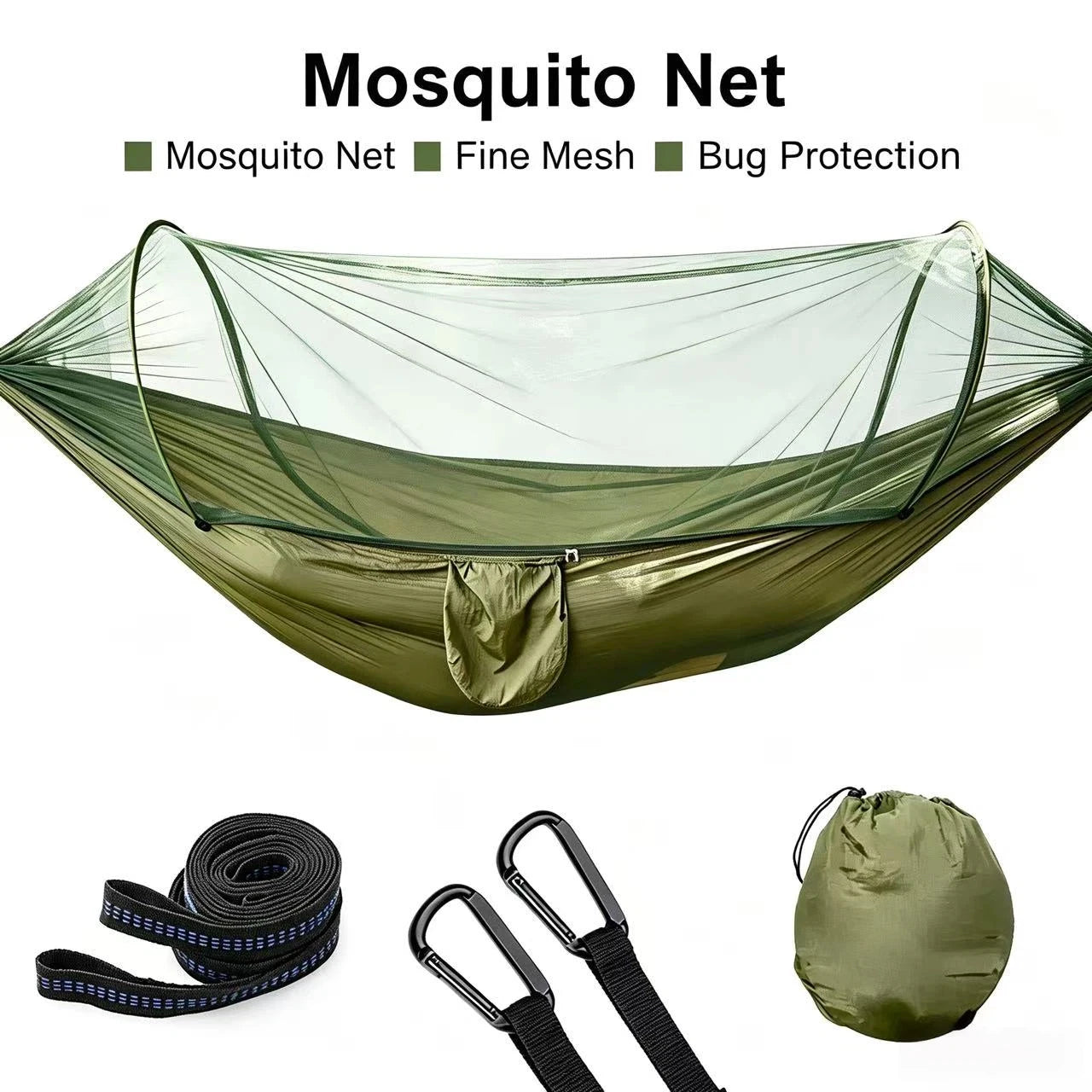 Outdoor Double Hammock with Mosquito Net Lightweight Portable Anti Bug Hammock Fast Install for Camping Hiking Travel Backyard
