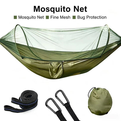 Outdoor Double Hammock with Mosquito Net Lightweight Portable Anti Bug Hammock Fast Install for Camping Hiking Travel Backyard