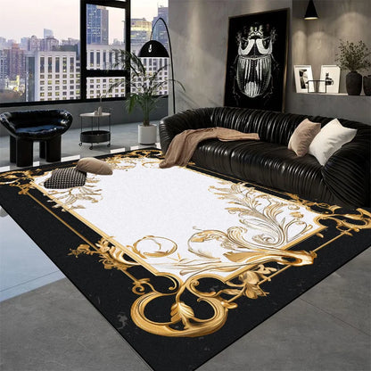 Europe and America Luxury Rugs for Living Room Decoration Home Golden Parlor Large Carpet Non-slip Bedroom Mat Washable Soft Rug