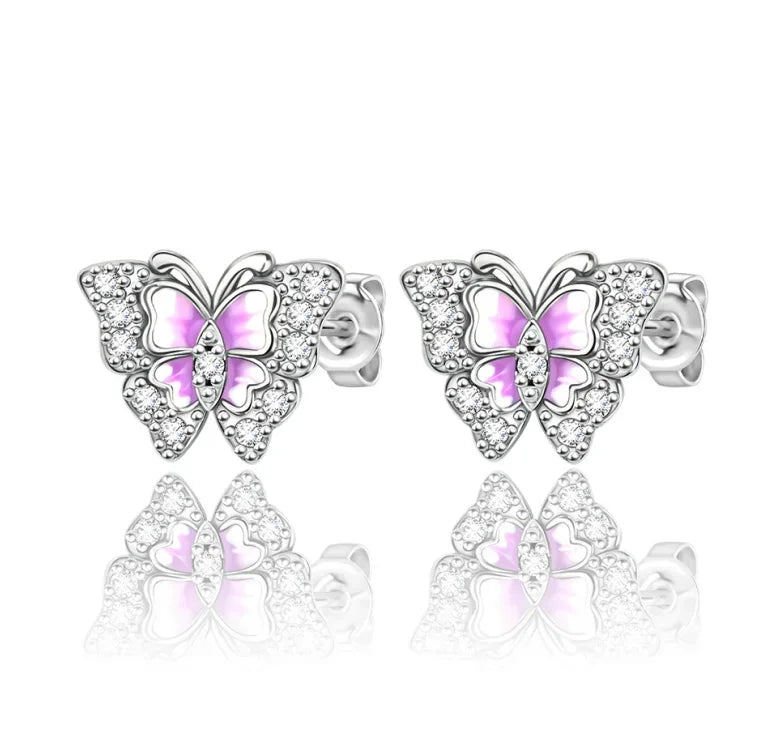 Original 925 Sterling Silver Luxury Bow Flower Shaped Clover Rose Pendant Earrings Elegant Mature Women Delicate Jewelry Gift