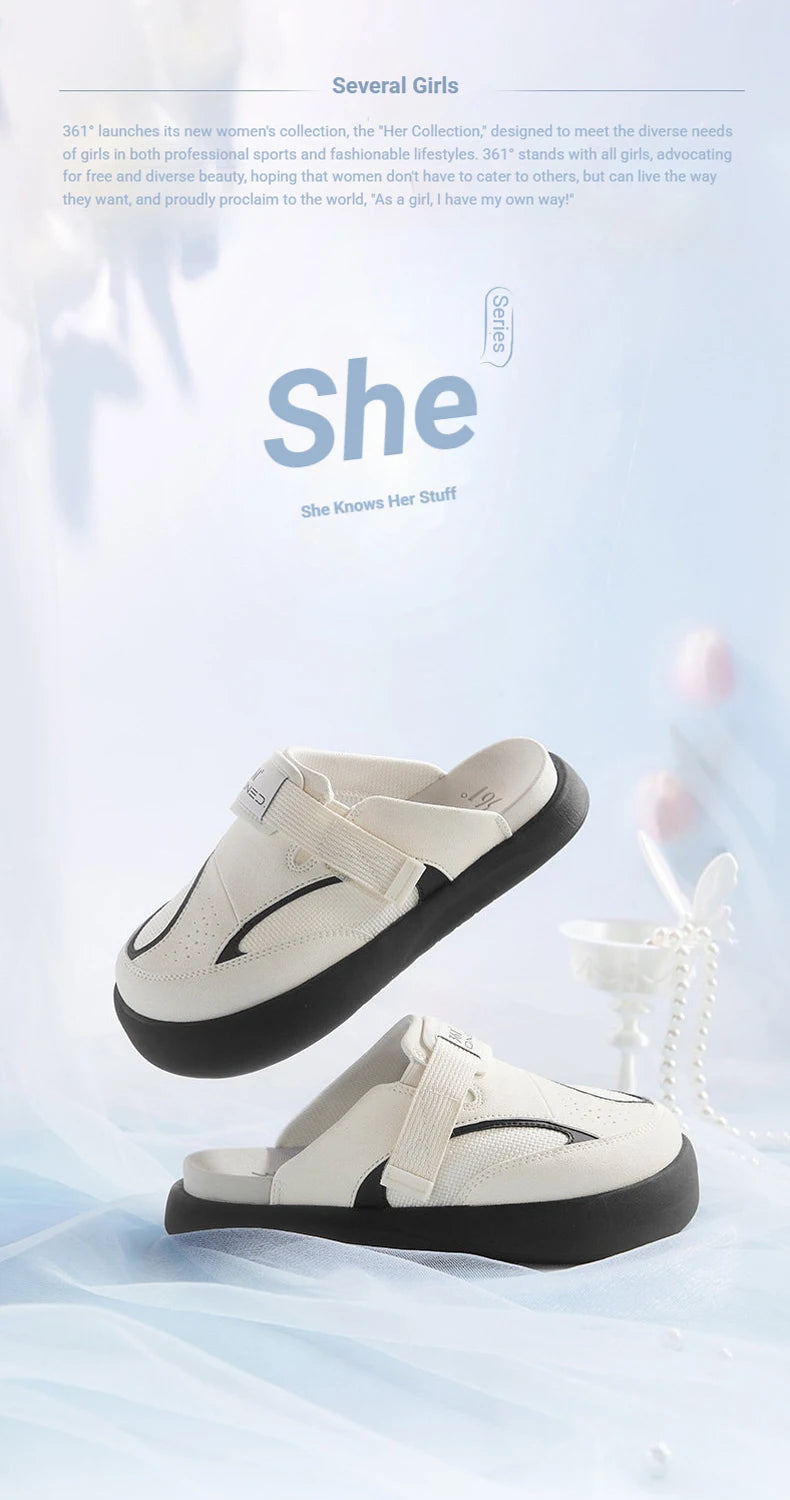 361 Degrees YY Bokken Women's Slippers Casual Wear Soft Comfortable No shoelaces Convenient Female Outdoor Slippers 682626705