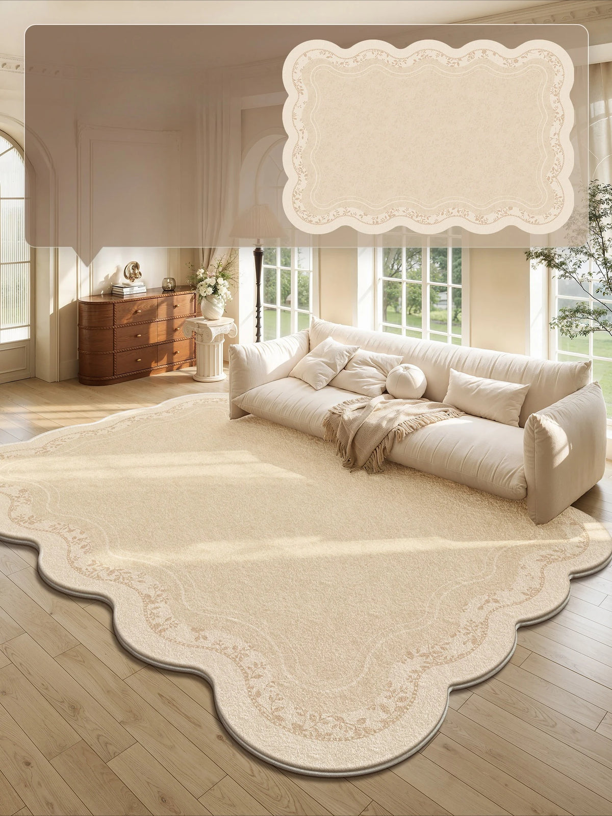 Cream Style Rugs for Bedroom Large Area Living Room Decoration Plush Carpet Irregular Thick Lounge Floor Mat Fluffy Soft Rug