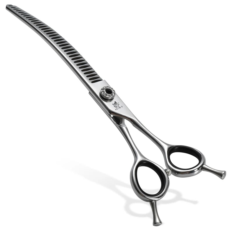 Fenice CIQ Professional 7.0/7.5 Inch JP440C Dog Grooming Scissors Curved Chunker /Thinning Scissors for Dogs Cats and Other Pets