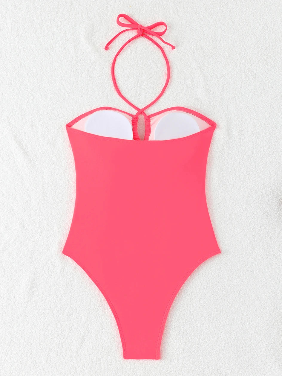 Solid Color Bathing Suit Bandeau Swimwear Woman 2026 One Piece Women's Swimsuit Female Bathwear Swimming for Beach Wear Monokini