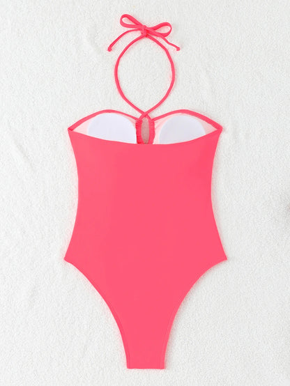 Solid Color Bathing Suit Bandeau Swimwear Woman 2026 One Piece Women's Swimsuit Female Bathwear Swimming for Beach Wear Monokini