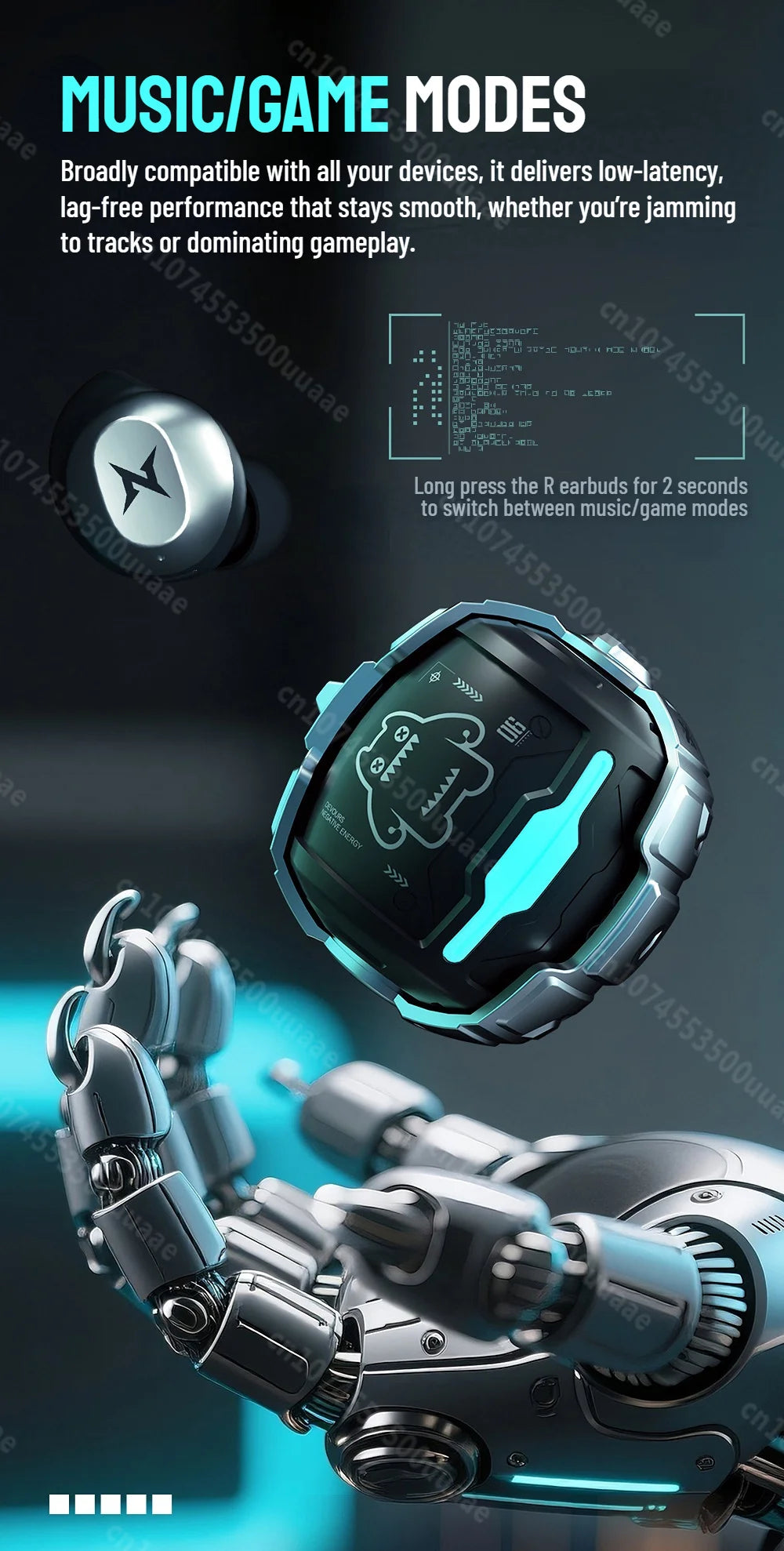 ZOMBIES CAT Bluetooth 5.4 Sports Earbuds Mini Invisible In-Ear TWS Wireless Earphone Clear Call Headphone with Sport Lanyard