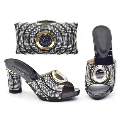 New Shoes and Bag Set African Sets Green Color Italian Shoes with Matching Bag for Women Nigerian Shoes and Bag Set for Wedding