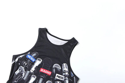 Weird Puss High Street Style 2 Piece Set Woman Mic Print O-Neck Tops+Reflection Design Skinny Peach Hip Shorts Sexy Fashion Suit