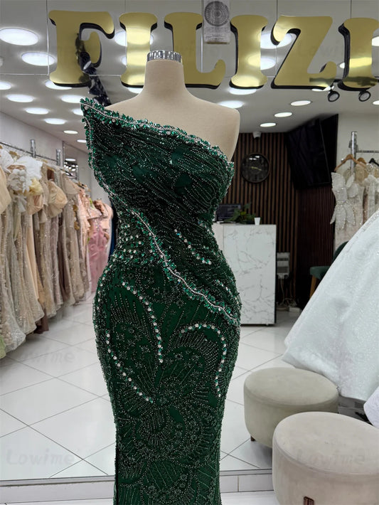 2026 Customized Emerald Green Strapless Party Dress Mermaid Wedding Guest Prom Gowns Elegant Celebrity Evening Dresses Robes